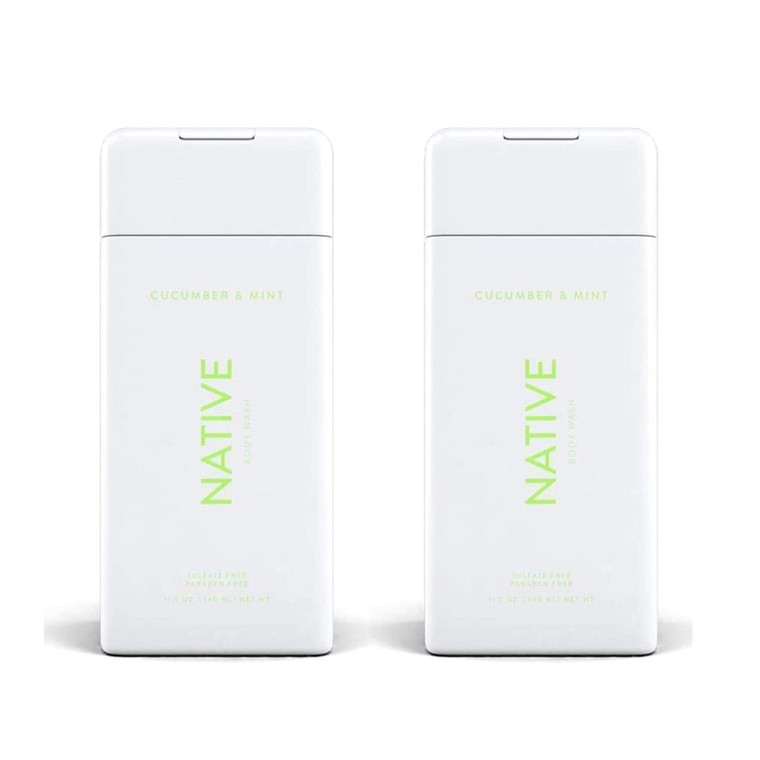 Native, Cucumber and Mint Body Wash 11.5 oz Bottles x2
