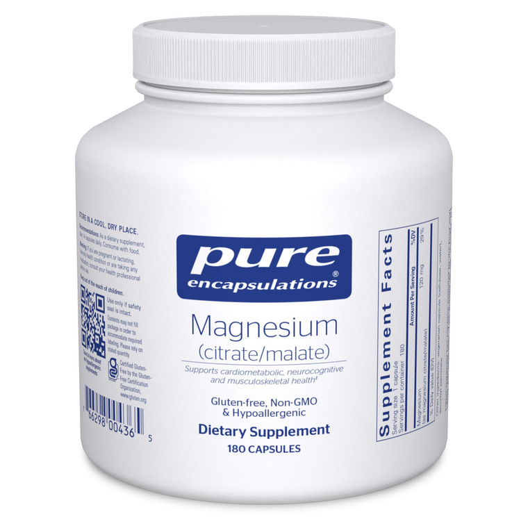 Pure Encapsulations Magnesium (Citrate/Malate) - Magnesium Supplement to Support Nutrient Utilization, Energy, Bones & Heart Health* - with Magnesium