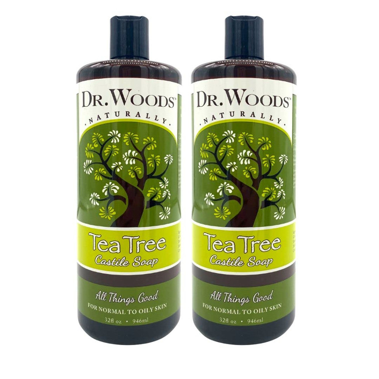 Dr. Woods Pure Tea Tree Liquid Castile Soap - Natural Castile Soap for Body, Hands, and Face with Vitamin E and Hemp Oil, for Men and Women - 32 Fl O