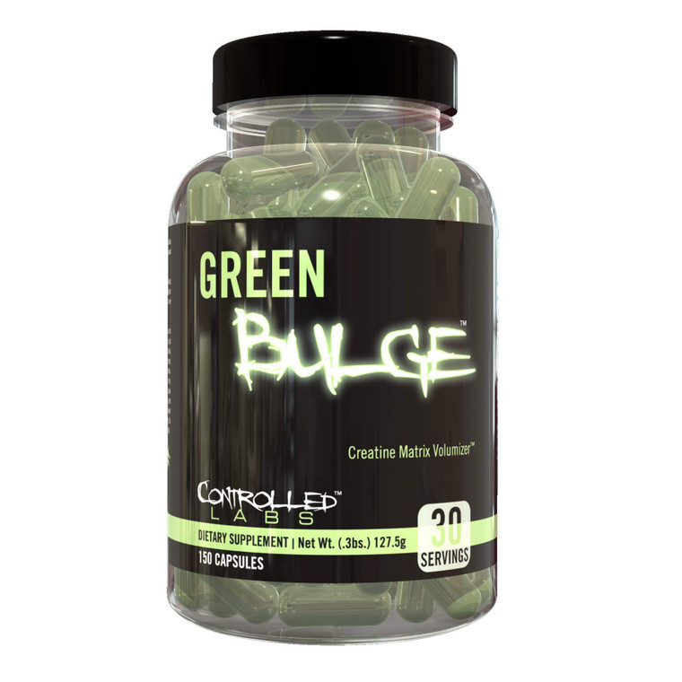 CONTROLLED LABS Green Bulge Supplement, 30 Serv Advanced Creatine Matrix Volumizer, Improve Strength, Stamina, Performance, & Muscle Recovery, Caffei