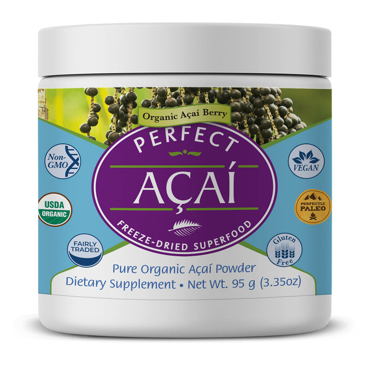 Perfect Supplements  Perfect Acai Powder  95 Grams  Pure Organic Freeze-Dried Acai Berry Superfood - Powerful Antioxidants - Supports Immune Syste
