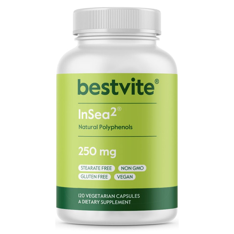 BESTVITE InSea2 250mg (120 Vegetarian Capsules) - Clinically Researched Blend of Kelp & Bladderwrack - No Stearates - Vegan - Non GMO - Gluten Free
