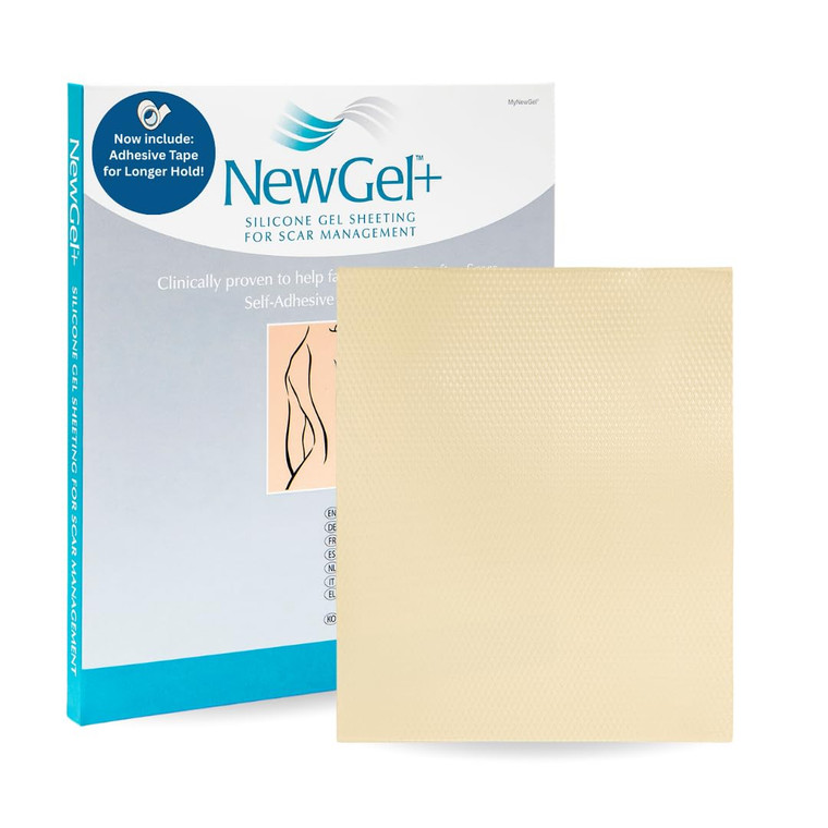 NewGel+ Advanced Silicone Professional Scar Treatment Tape for Irregular Shaped Scars from Surgery, Injury, Keloids, Burns, REUSABLE, 5" x 6" (1 Coun