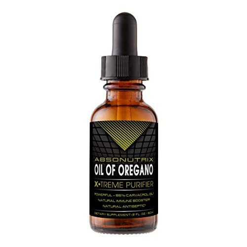 Absonutrix Oil of Oregano 43 mg, 540 Servings, 2 Oz Bottle, High Bioavailability, 85% Carvacrol Oil, Quick Absorption, Potent Ingredients, Cruelty-Fr