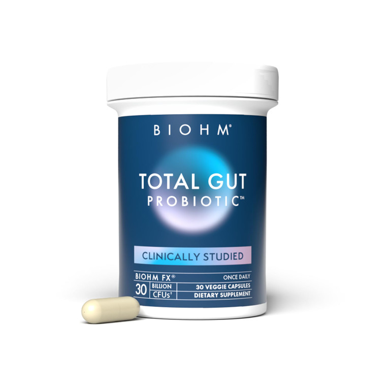 BIOHM Total Probiotic, 30 Billion CFU Daily Probiotics for Women & Men (30 Count) Helps Reduce Occasional Gas & Bloating, Supports Digestion & Total