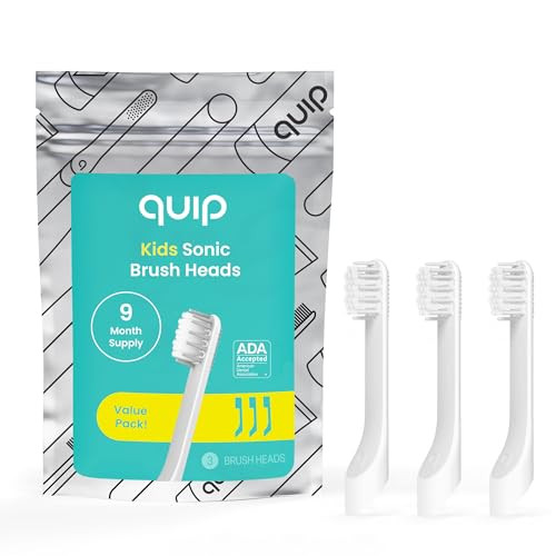 quip Sonic Toothbrush Replacement Heads for Kids - 3 Pack - Verified quip Small Brush Head Refills for Electric Toothbrushes - Soft Bristles, Compact