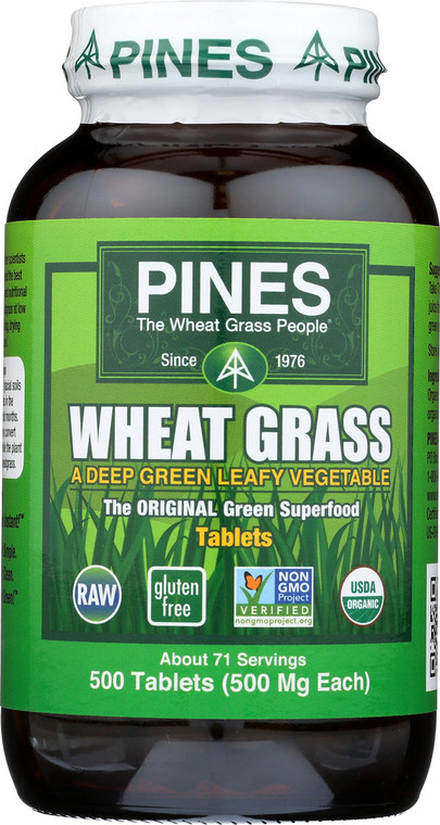 Pines Organic Wheat Grass, 500 Count Tablets