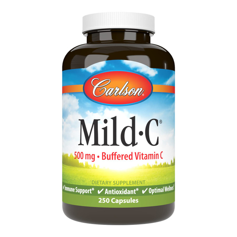 Carlson - Mild-C, 500 mg Buffered Vitamin C, Immune Support & Optimal Wellness, Antioxidant, 250 capsules