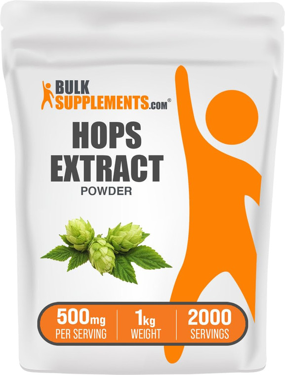 BulkSupplements.com Hops Extract Powder - Herbal Supplement, Sourced from Hops Flowers - Gluten Free, 500mg per Serving, 1kg (2.2 lbs) (Pack of 1)