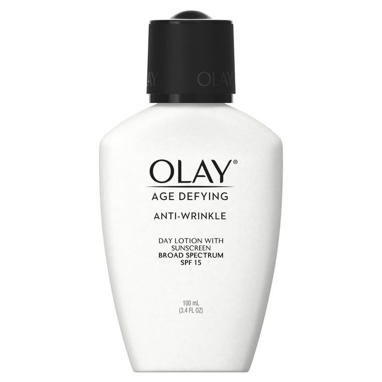 Olay Age Defying, Anti-Wrinkle Day Lotion with Sunscreen, SPF 15, 3.4 Oz. (Pack of 2) Packaging may Vary