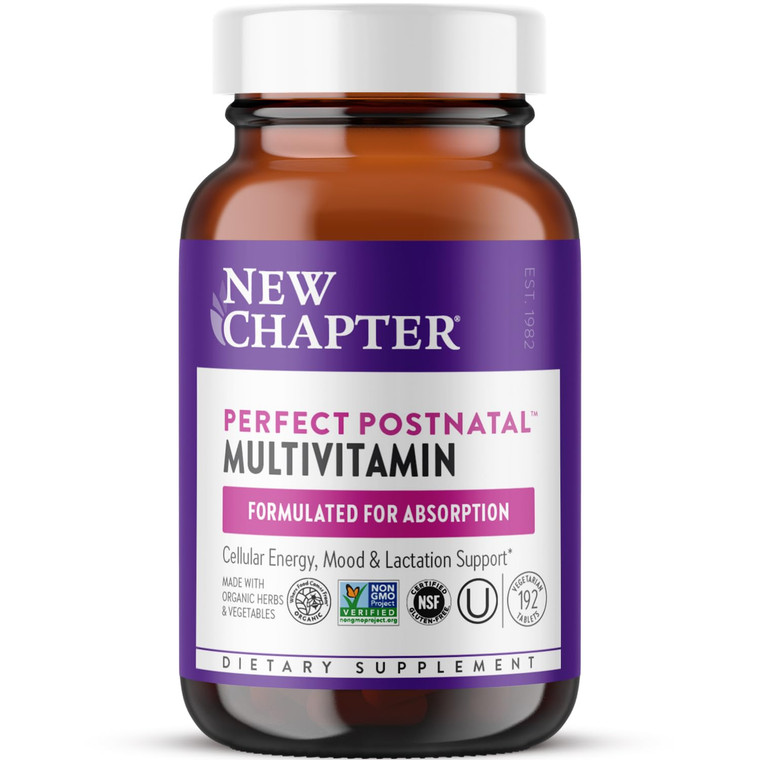 New Chapter, Postnatal Vitamins Lactation Supplement, Complete Multivitamin with Fermented Vitamin D3 + B Vitamins, Made with Organic Vegetables & He
