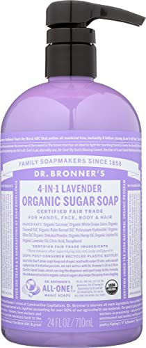 Dr. Bronner's Organic 4-in-1 Sugar Lavender Pump Liquid Soap, Vegan, Non GMO, 24 Fluid Ounce (Pack Of 1)