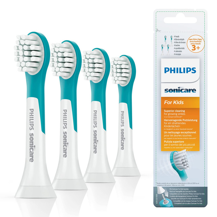 Philips Sonicare Original Brush for Kids HX6034 / 33, Gentle Cleaning of Children's Teeth, from 3 Years, 4 Pieces