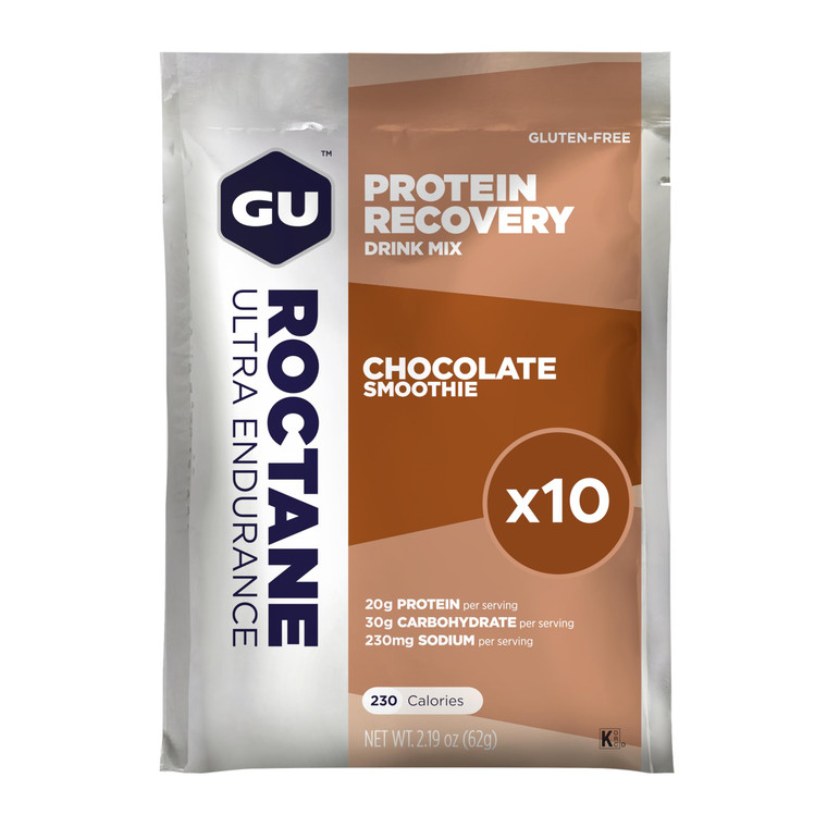 GU Energy Roctane Ultra Endurance Protein Recovery Drink Mix, Gluten-Free and Kosher Dairy, Recovery Support After Any Workout, 10 Packets, Vanilla B
