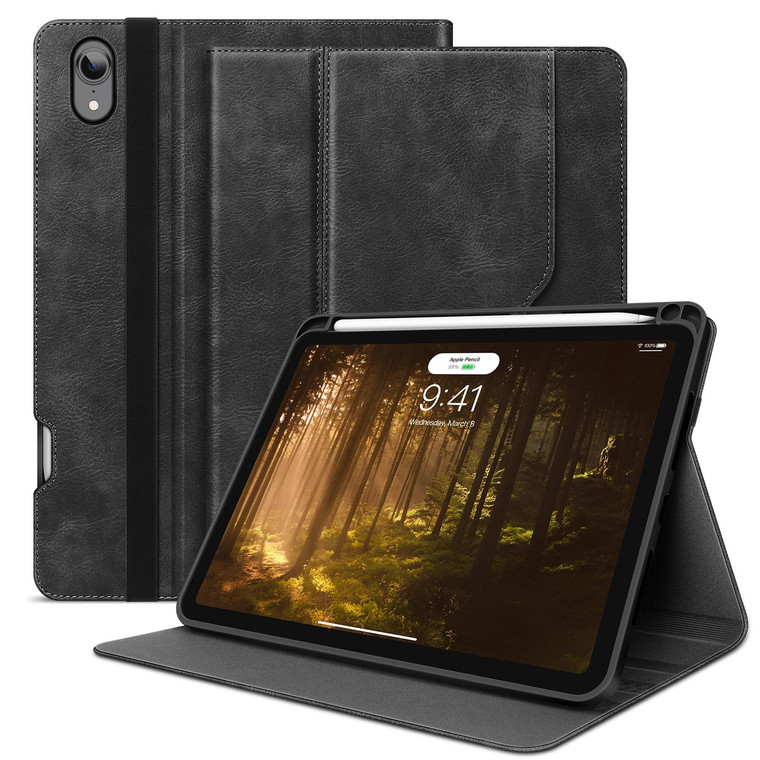 H HOLIMET Case for iPad mini 7 A17 Pro iPad mini 7th/6th (2024/2021) with Pencil Holder Pocket with Soft TPU Back Cover Sleep/Wake, Vegan Leather