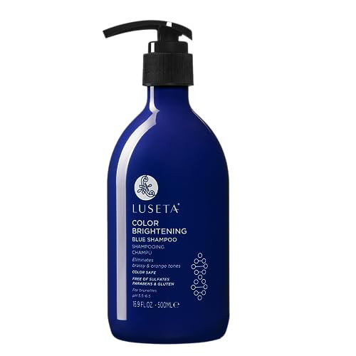 Luseta Color Brightening Blue Shampoo for Cool-Toned Hair - Revive Brunettes and Brassy Orange Tones, Sulfate, Phosphate & Paraben Free Hair Care Rou