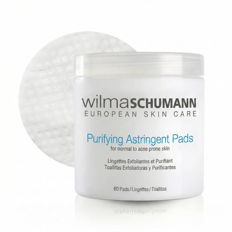 Wilma Schumann Purifying Astringent Pads for Face, Skin Exfoliating Pads with Salicylic Acid, Pack of 60
