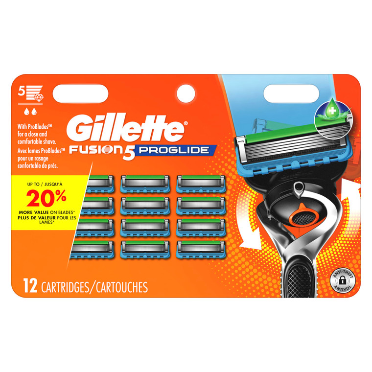 Gillette Fusion5 ProGlide Men's Razor Blade Refills, 12 Count, Mens Blades