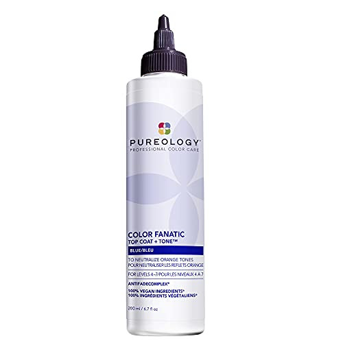 Pureology Color Fanatic Top Coat + Tone Blue High-Gloss Hair Toner | Toning Hair Gloss for Color-Treated Hair | Glaze For Dark Blonde to Brunette Hai