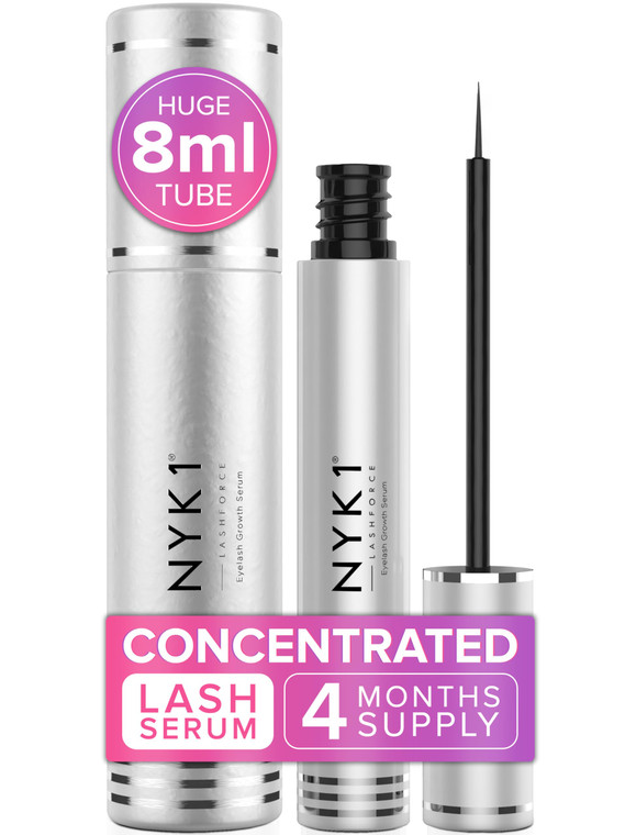 NYK1 CONCENTRATED Lash Serum For Eyelash Growth (XL - 8ml) LashForce Eyelash Serum To Grow Lashes Longer And Thicker - Eye Lash Enhancing Formula Wit