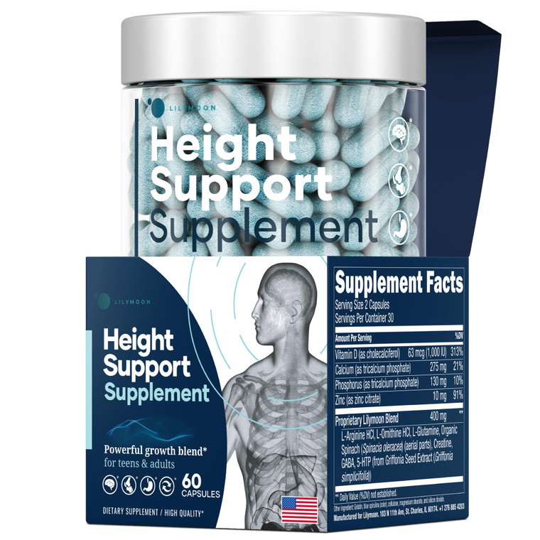 Height & Bone Support Supplement - Premium Height Growth Supplement for Kids & Teens with Calcium - Nutritional Support Bone Health Formula - Height