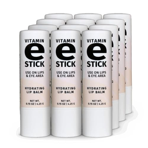 Reviva Labs Vitamin E Stick - Hydrating Lip Balm for Chapped Lips & Under Eye Care - Moisturizing with Beeswax, Shea Butter & Allantoin - Vitamin E L
