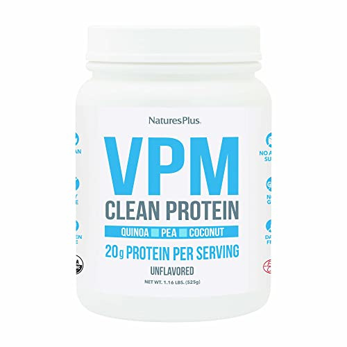 Natures Plus VPM Protein, Unflavored - 1.16 lbs - with Quinoa, Pea & Coconut Protein - Organic, Vegan, Soy & Gluten Free - 15 Servings