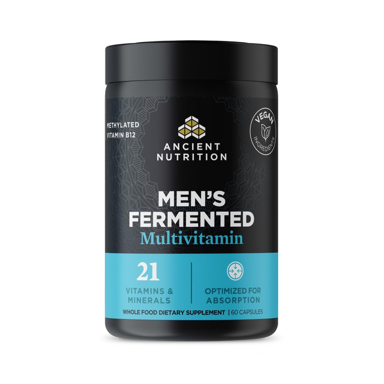 Ancient Nutrition Multivitamin for Men, Men's Fermented Multivitamin with Methylated Vitamin A, C, D, E, K, Zinc & Magnesium, Immune Support, Vegan,