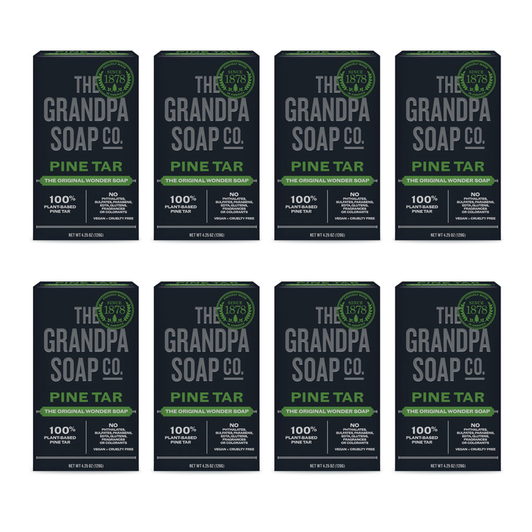 The Grandpa Soap Company Pine Tar Bar Soap for Men- Made With Pine Tar Oil, 3 in 1 Cleanser Deodorizer and Moisturizer, Dermatologist Tested, Safe fo