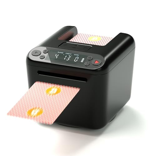 WQV Automatic Card Dealer, 360° Rotating 3-Deck Card Dealer Machine, Max. 8 Players for UNO Texas Hold'em Blackjack, Portable and Rechargeable