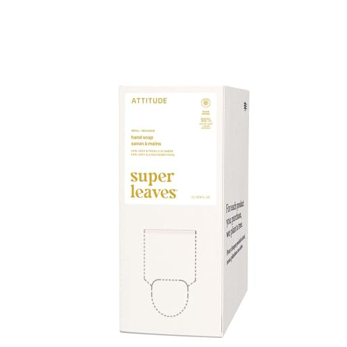 ATTITUDE Liquid Hand Soap, EWG Verified, Plant and Mineral-Based, Vegan Personal Care Products, Lemon Leaves, 67.6 Fl Oz