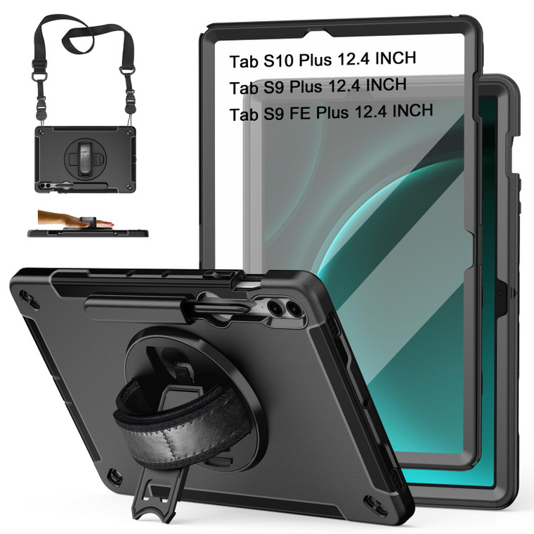 Case for Galaxy Tab S10 Plus/S9 FE Plus/S9 Plus 12.4 INCH: TPU Cover for Samsung Tablet Tab S10+/S9 FE+/S9 + 12.4" 5G W/Screen Protector - Stand- Han