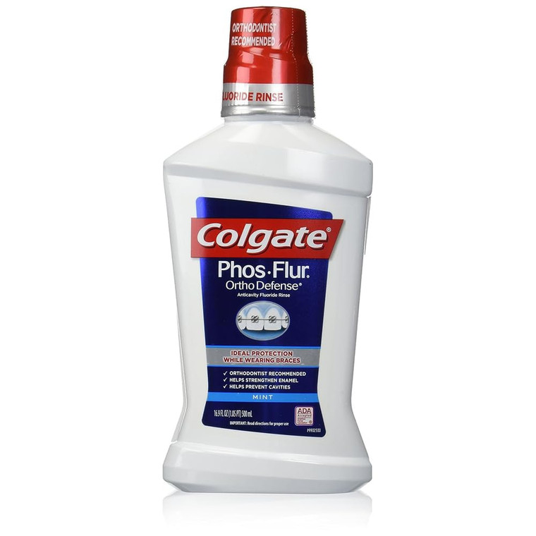 Colgate Phos-Flur Anti-Cavity Fluoride Rinse Mint 16 oz (Pack of 3)