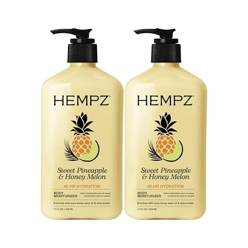 Hempz Body Lotion - Sweet Pineapple & Honey Melon Daily Moisturizing Cream, Shea Butter, Aloe, Orange Extract Body Moisturizer - Skin Care Products,