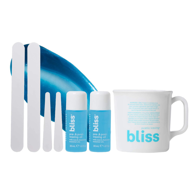 Bliss Poetic Waxing At Home Wax Kit - 5.3 Fl Oz - Microwavable Stripless Wax Hair Removal Kit - Fragrance Free - Safe for All Skin Types - 6 PC Set