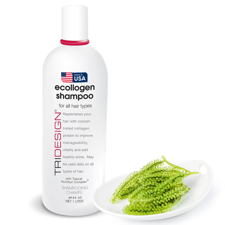 TRI Design Ecollogen Shampoo - Hair Shampoo For Natural Hair - Moisturizing, Hydrating - Gentle Hair Products, Thickening, Volumizing Shampoo - Liter
