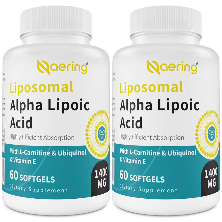 Naering Liposomal Alpha Lipoic Acid 1400mg Softgels, ALA Supplement with L-Carnitine 1000mg, Ubiquinol (Active CoQ10) 100mg and Vitamin E 10mg for An