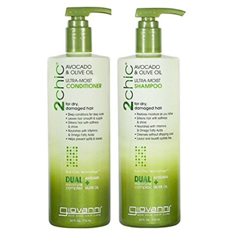 Giovanni 2Chic Ultra-Moist Avocado & Olive Oil Shampoo and Conditioner Set - Moisture & Natural Growth for Men & Women with Moisturizing Aloe Vera, S