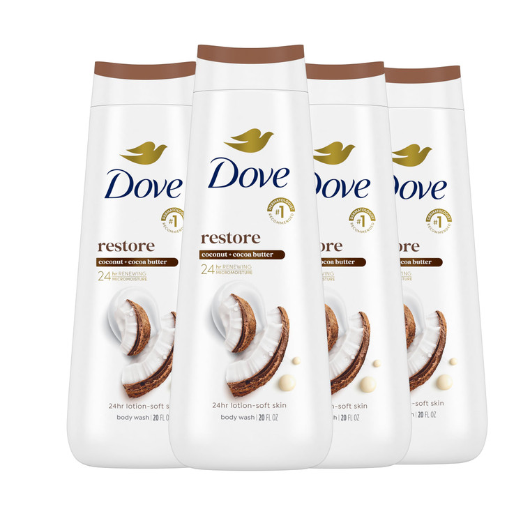 Dove Body Wash Restoring Coconut & Cocoa Butter 4 Count