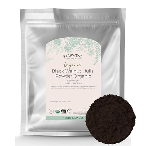 Starwest Botanicals Organic Black Walnut Hull Powder - Finely Ground, Use for Tea, Baking, & Capsules, Natural Digestion Support, Certified Kosher, N