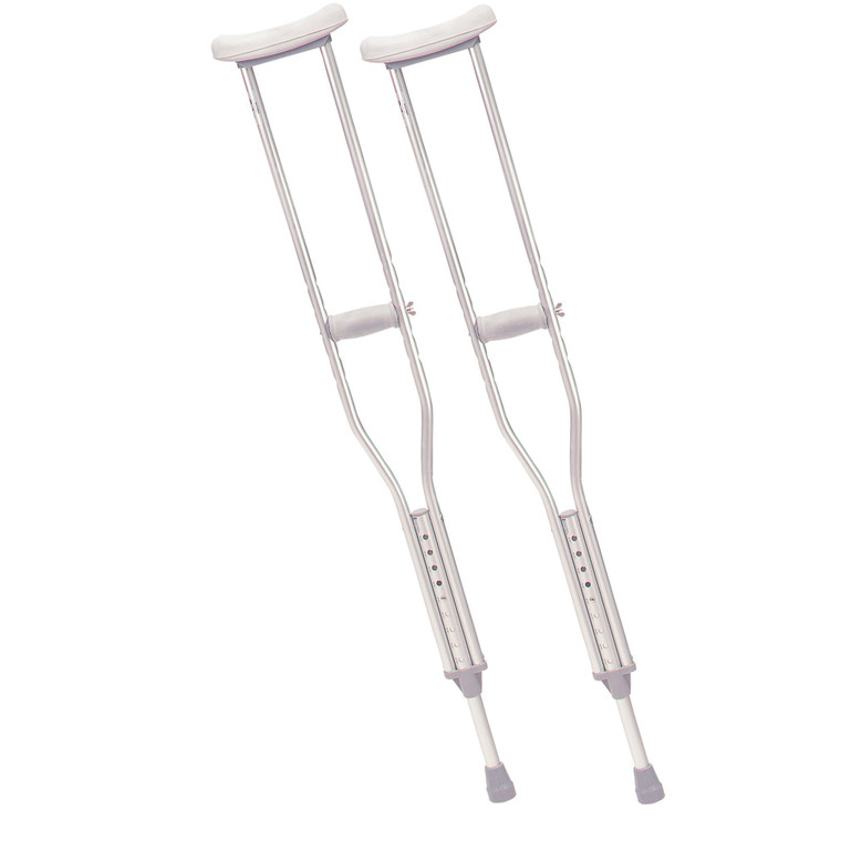 Drive Medical Aluminum Crutch with Comfortable Underarm Pad and Handgrip, Gray Youth, 1 Count