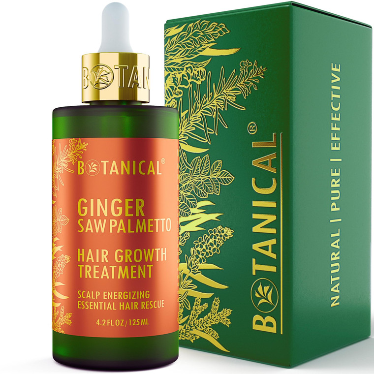 Botanical Hair Growth Treatment Ginger Saw Palmetto Hair Oil For Hair Thinning Prevention Pre-Shampoo Scalp Stimulating Detox Head Spa Natural Anti-H