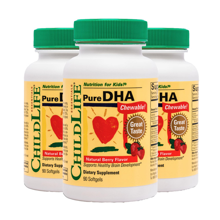 CHILDLIFE ESSENTIALS Pure DHA for Kids - DHA Supplements, DHA EPA Omega 3 Supplement, Children DHA Chewables, Baby DHA, Fish Oil for Toddlers, Gluten