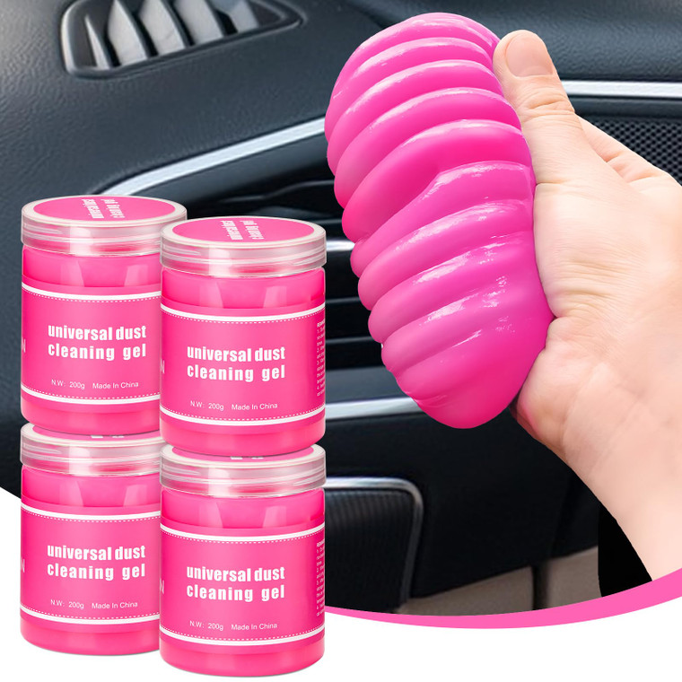 vioview 4 Pack Car Cleaning Gel, Pink Car Cleaning Putty, Universal Auto Detailing Tools Car Slime for Air Vent, Dashboard and Keyboard, Auto Accesso