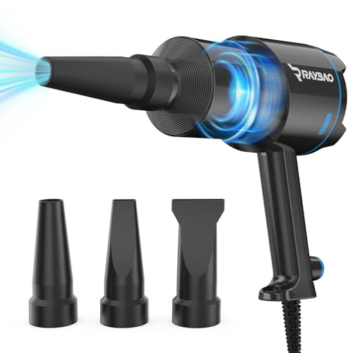 RAYBAO Air Cannon Car Dryer Blower -1300W Filtered Car Blower for Drying, 22000FPM / 90CFM Air Dryers, Blowers & Blades for Car Detailing, Washing, C