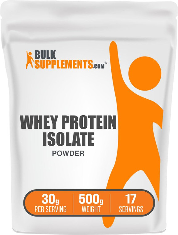 BulkSupplements.com Whey Protein Isolate Powder - Unflavored Whey Protein Powder, Nutritional Supplement - Gluten Free, 30g per Serving, 500g (1.1 lb