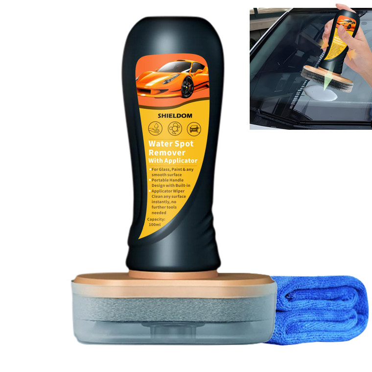 SHIELDOM Water Spot Remover Fuild with Felt Scrubbing Head for Stubborn Water Stains on Cars Glass & Paint Automotive Windshield Oil Film Cleaning Cl
