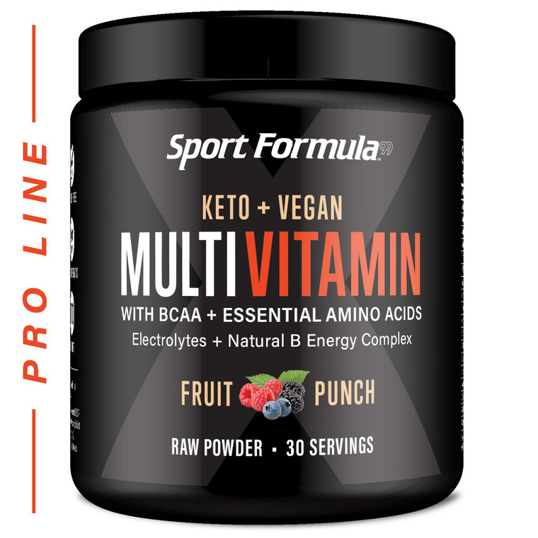 Sport Formula 99 Multivitamin Powder - Drink Mix for Men Women BCAA Amino Acids Wont Upset Your Stomach - Keto Vegan Multivitamin Fruit Punch - Elec
