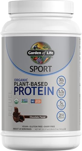 Garden of Life Organic Vegan Protein Powder with Probiotics, BCAAs, NSF Certified, Gluten Free & Sport, Non GMO, Sport Protein Powder, 19 Servings, C