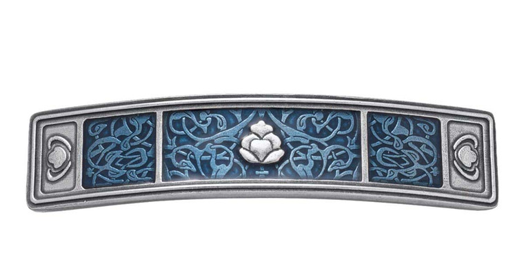 Danforth Tapestry Metal Hair Barrette (Blue)  Handcrafted Pewter Hair Barrettes For Women  3 ½ Wide, Made In USA